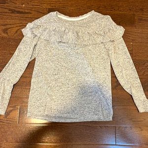 Grey Ruffled Long Sleeved Top